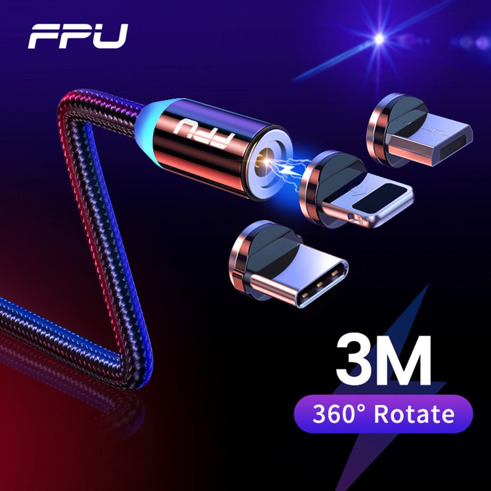 1m 2m 3m pack iPhone/USB-C/Micro USB LED Charging Cable