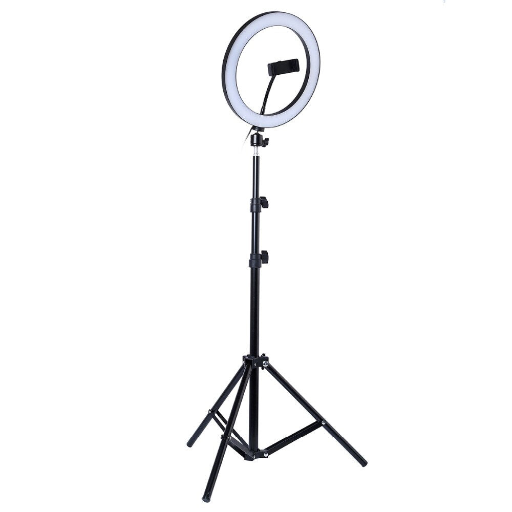 Photography LED Selfie Ring Light 10inch Metal Dimmable Camera Phone Ring Lamp With Stand Tripods For Makeup Video Live Studio