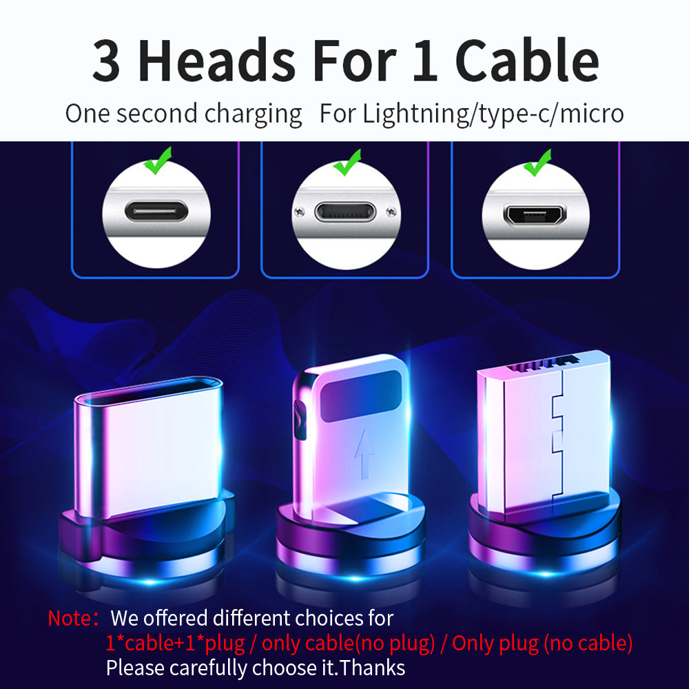 1m  2m 3m pack iPhone/USB-C/Micro USB   LED Charging Cable