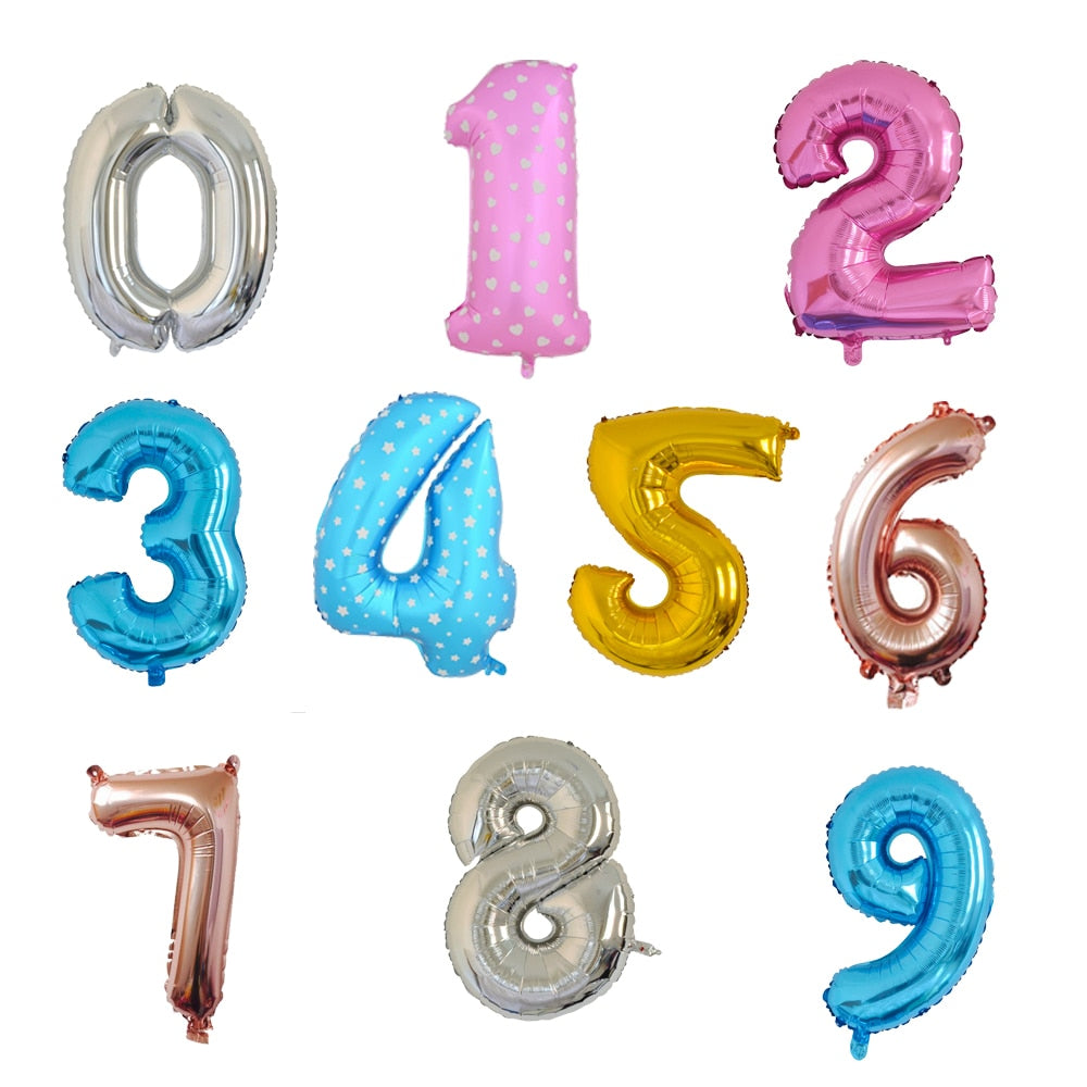 rose gold balloons foil Number balloon birthday party decorations kids orbs figure Air Balloons globos happy birthday ballon