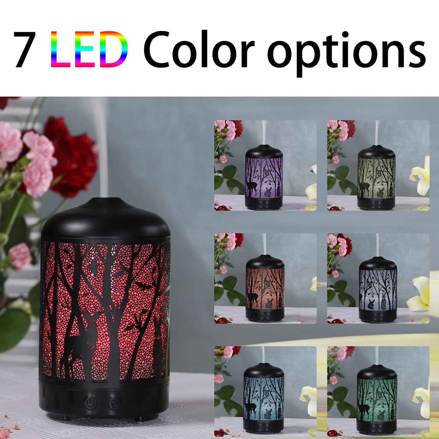 100ml Ultrasonic Air Humidifier/Essential Oil Diffuser with 7 Color LED