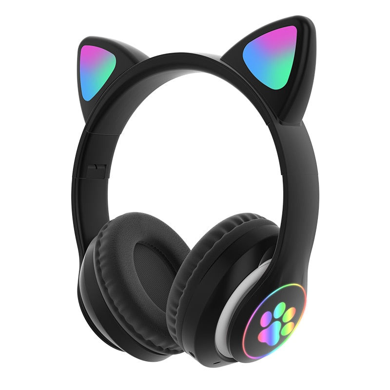 New Arrival LED Cat Ear Noise Cancelling Headphones Bluetooth 5.0 Young People Kids Headset Support TF Card 3.5mm Plug with Mic