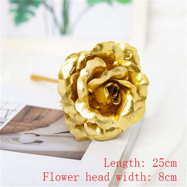 LED Enchanted Galaxy Rose Eternal 24K Gold Foil Flower with String Lights In Dome for Home Decor